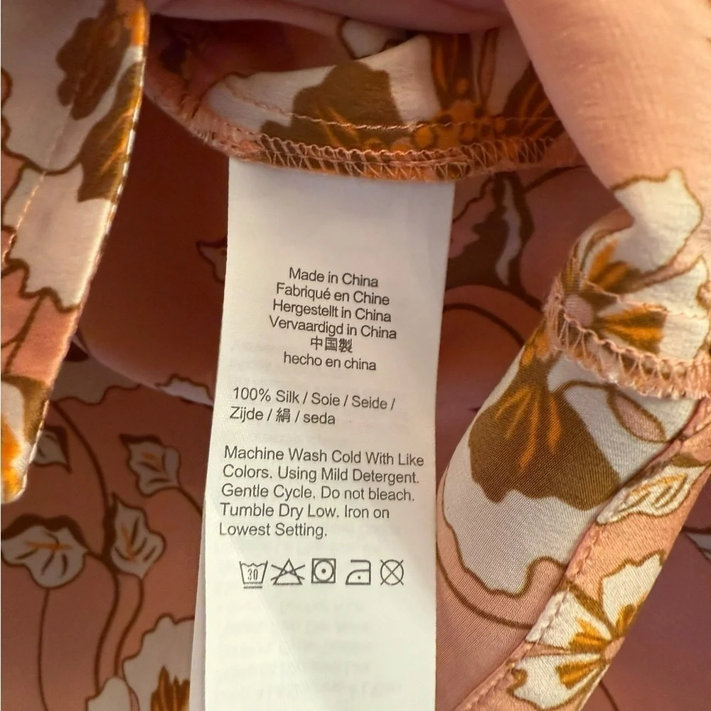 J. Crew Collection Silk Peach Floral Blouse